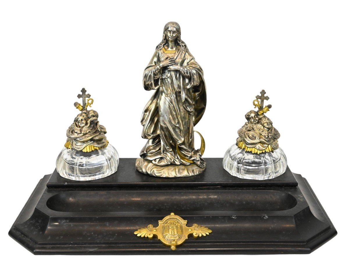 Inkwell And Crucifix Cardinal Mermillod - 19th Century-photo-2